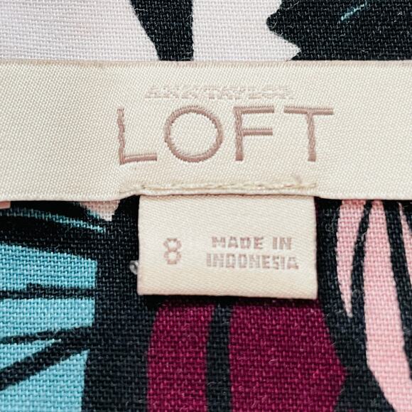 ANN TAYLOR LOFT Maroon Teal Pink Floral Bold Colorful Bright Mini Skirt 8 - Picture 7 of 11